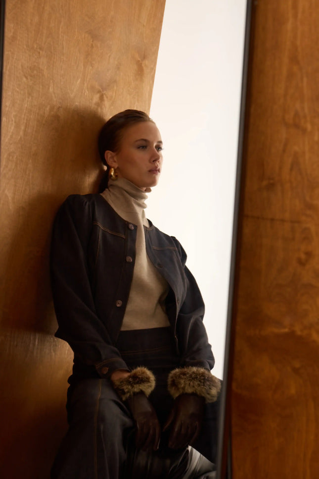 Denim Bomber Siyah Ceket