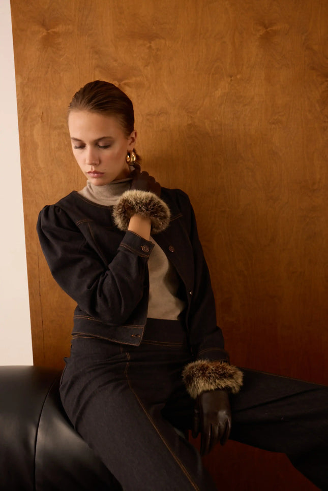 Denim Bomber Siyah Ceket