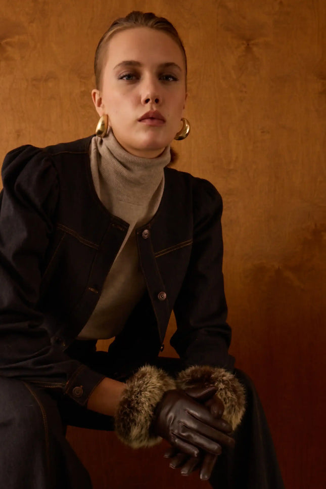 Denim Bomber Siyah Ceket