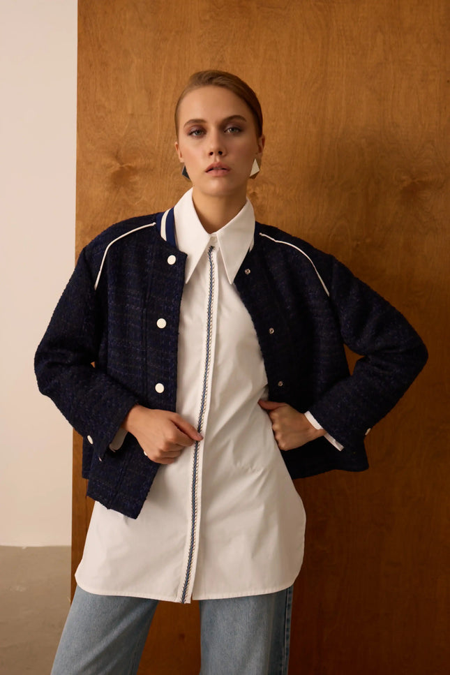 Lacivert Metal Düğmeli Ceket