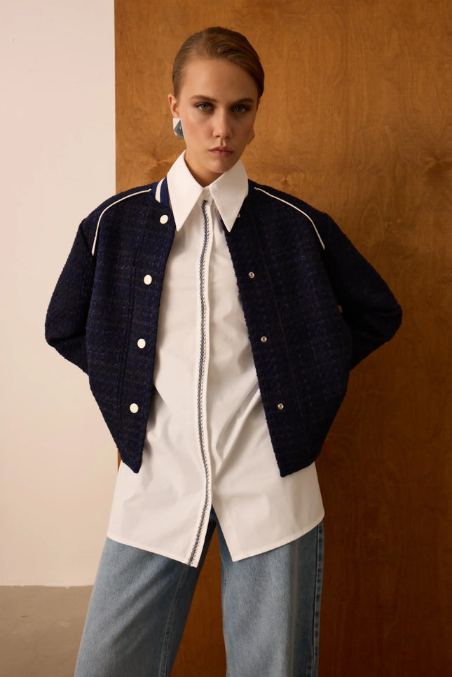 Lacivert Metal Düğmeli Ceket