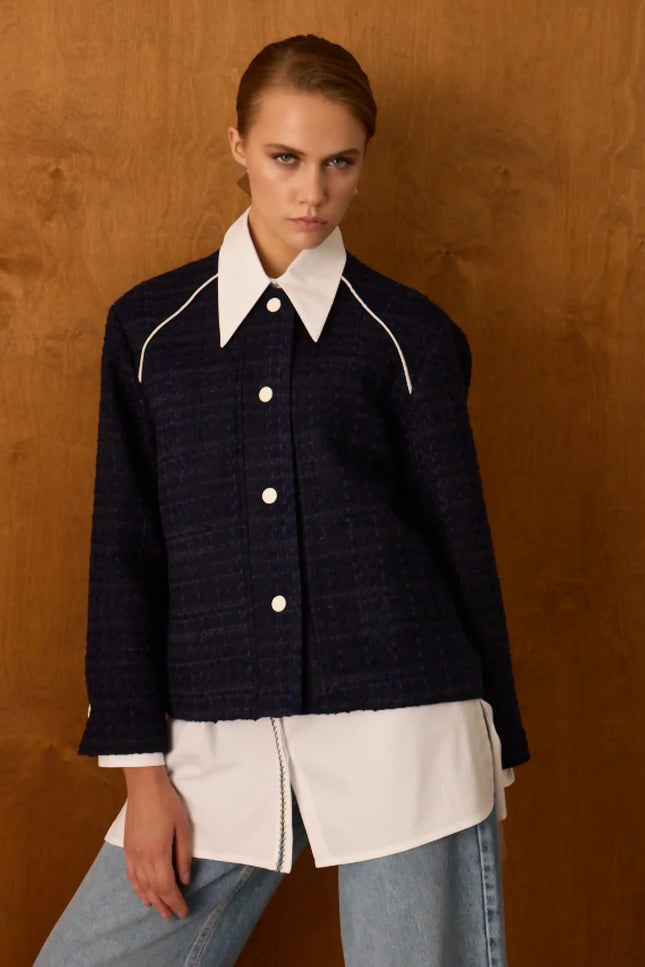 Lacivert Metal Düğmeli Ceket