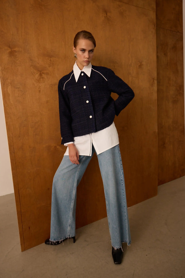 Lacivert Metal Düğmeli Ceket