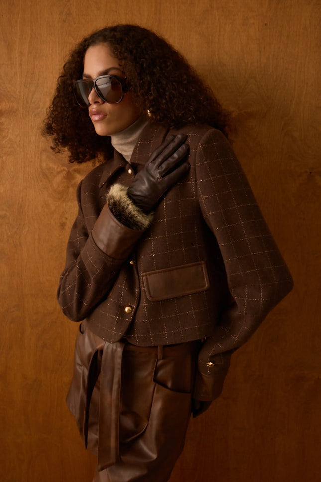 Kahverengi Kuşak Kemerli Deri Şort