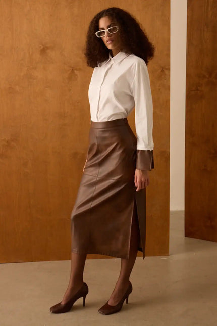 Kahverengi Deri Kalem Etek