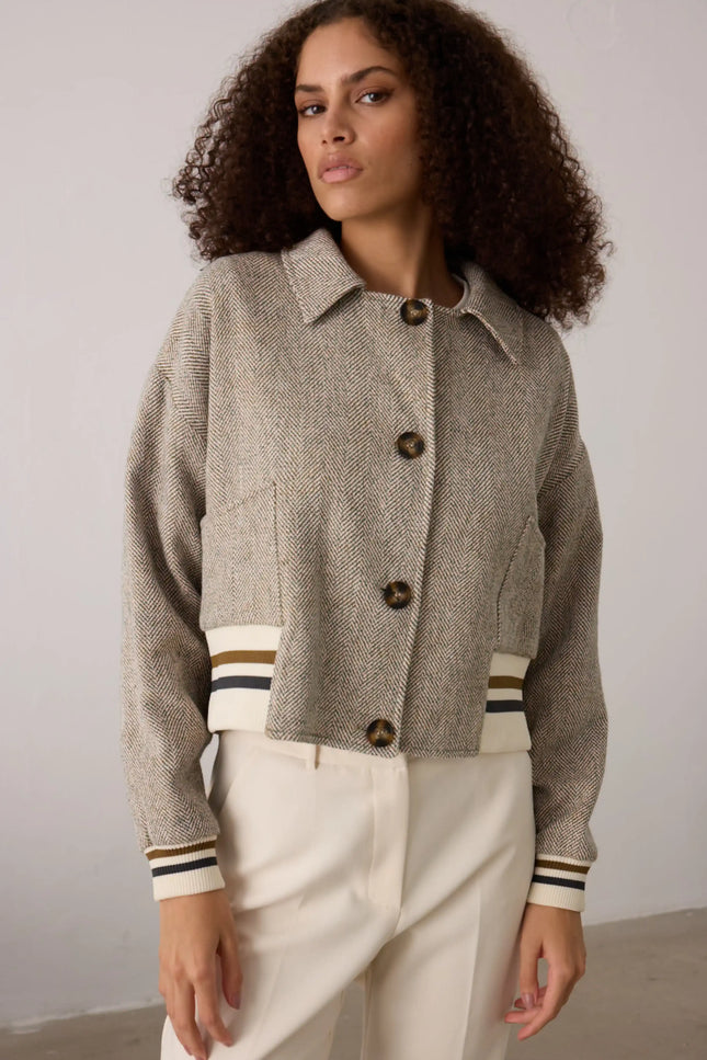 Herringbone Gri Ceket