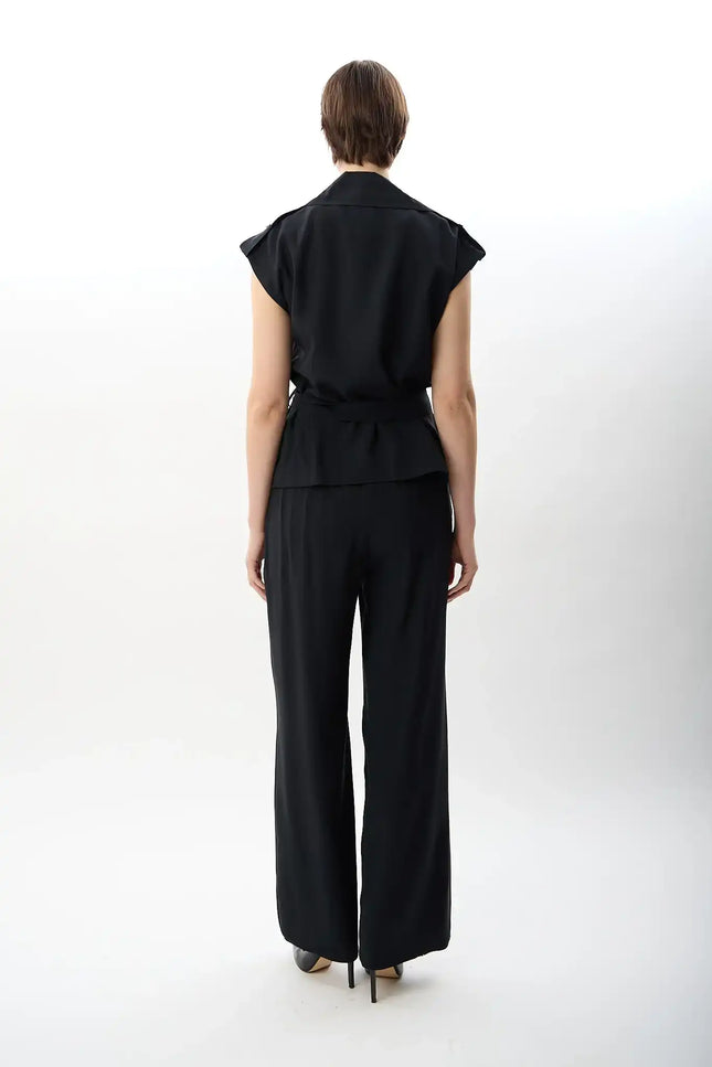 Kemerli Kruvaze Yelek (Siyah)