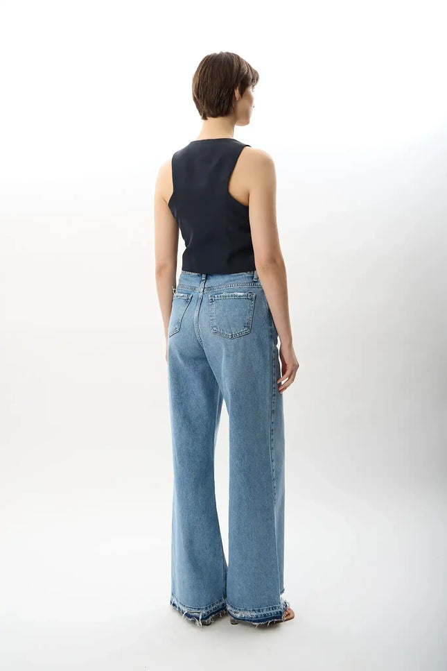 Dikiş Detaylı Kısa Yelek (Lacivert)