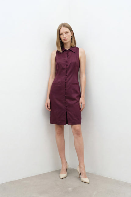 Kruvaze Mini Elbise Bordo