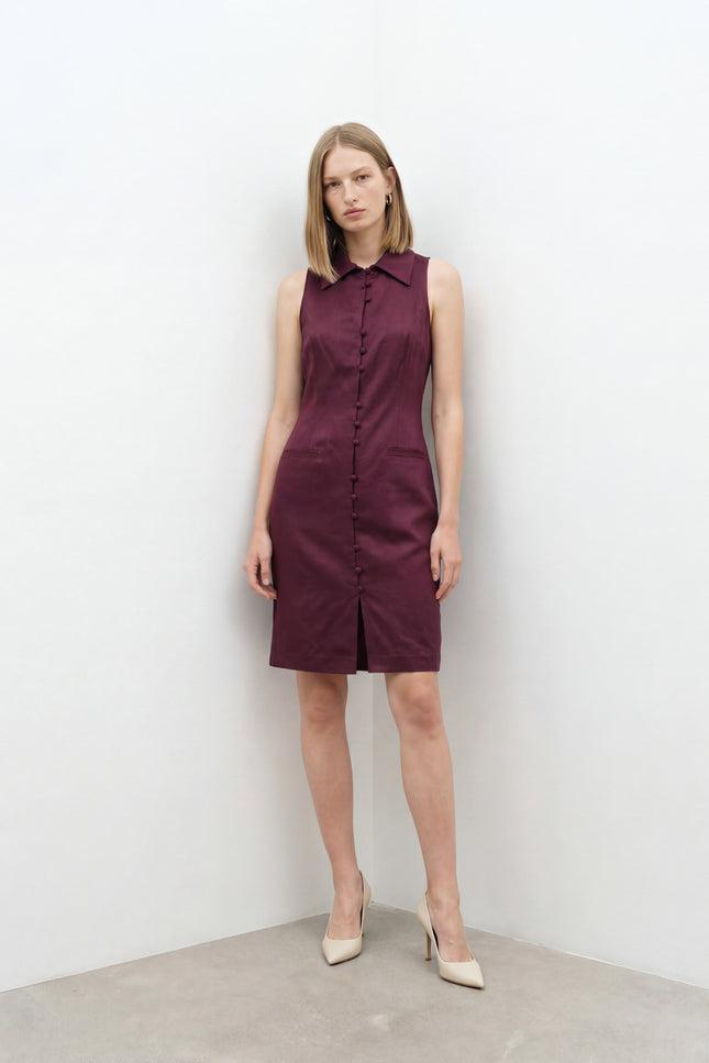 Kruvaze Mini Elbise Bordo