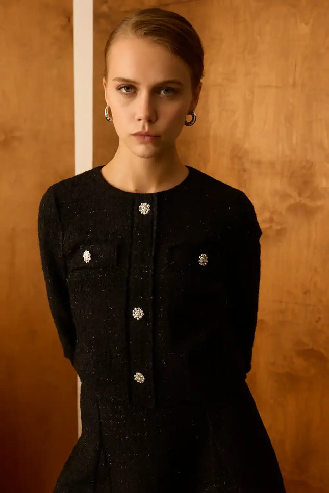 Ceket Elbise İkili Siyah Takım