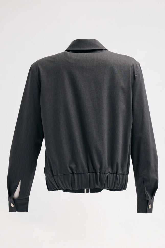 Fermuarlı Gri Ceket