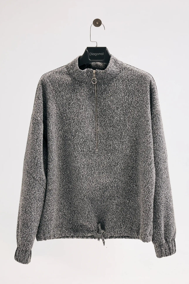 Gri Fermuarlı Sweatshirt