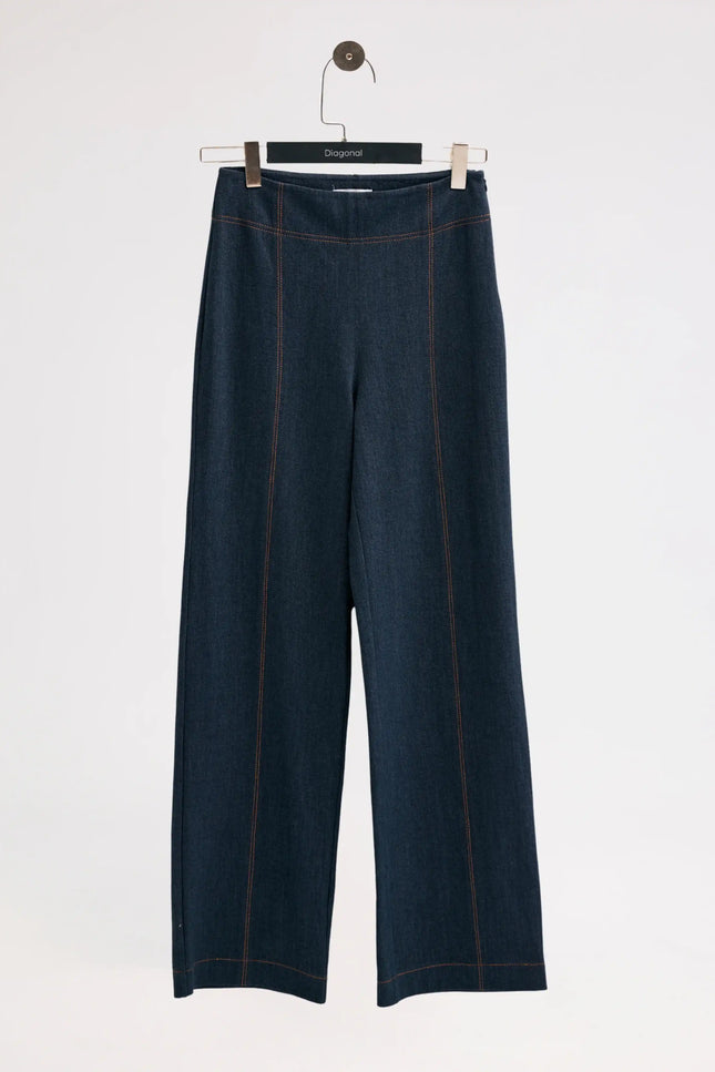 Lacivert Yüksek Bel Denim Pantolon