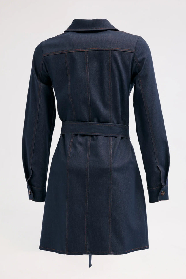 Kuşaklı Denim Elbise