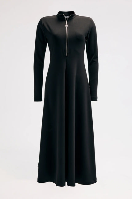 Siyah Fermuar Detaylı Elbise