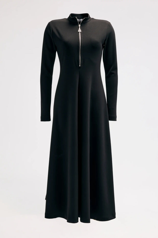 Siyah Fermuar Detaylı Elbise