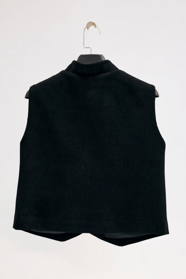 Cep Detay Siyah Yelek