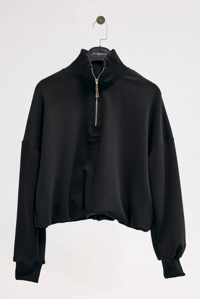 Fermuarlı Siyah Sweatshirt