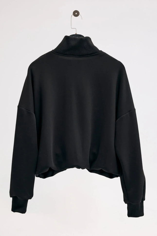 Fermuarlı Siyah Sweatshirt