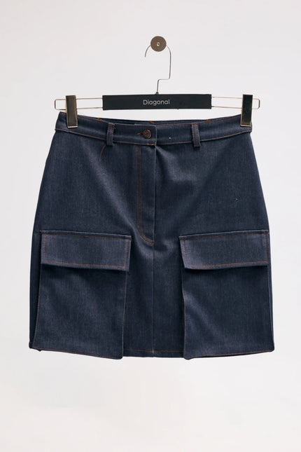 Denim Lacivert Etek