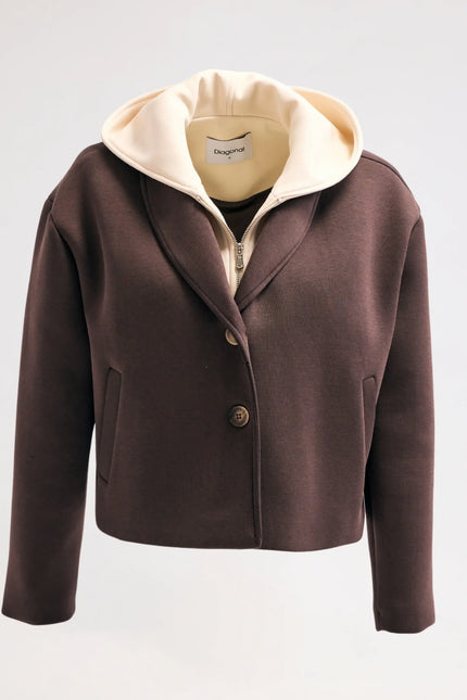 Kahverengi Kapüşonlu Ceket