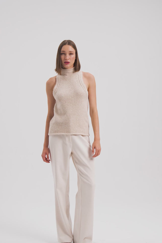 Ekru Düz Paça Pantolon