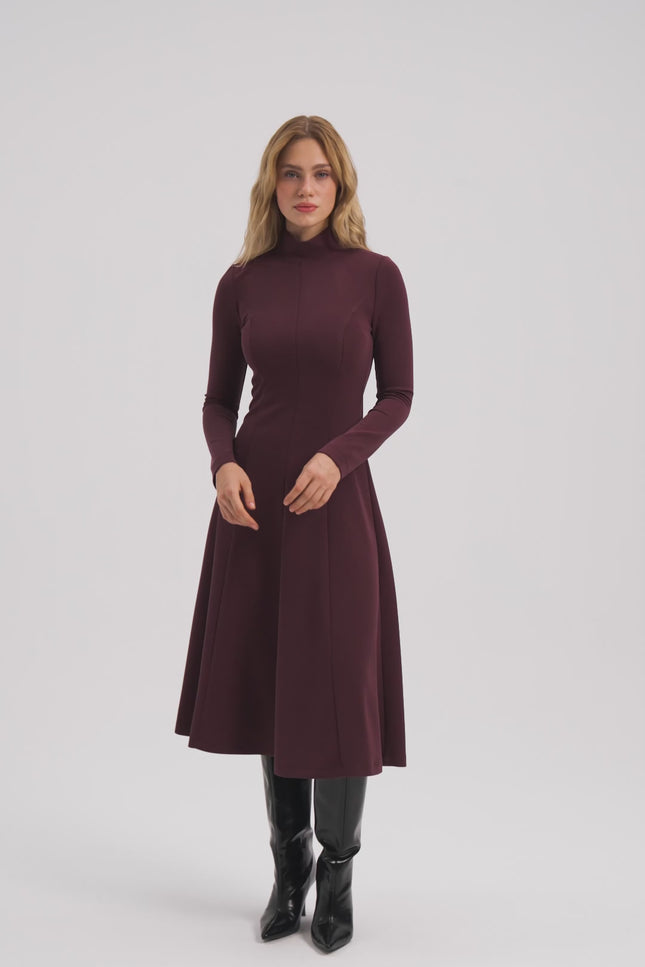Bordo Midi Elbise