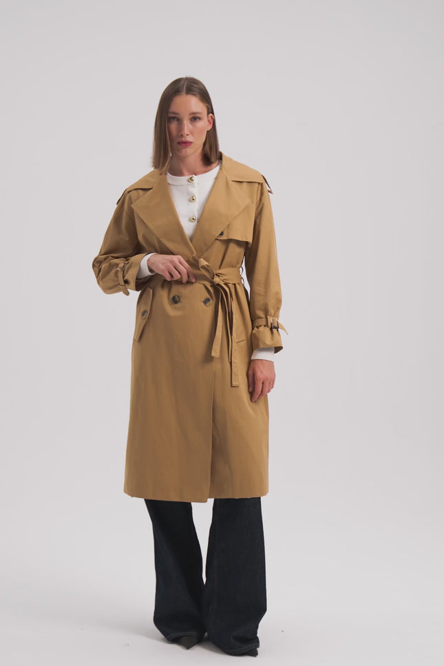 Camel Kuşaklı Trençkot